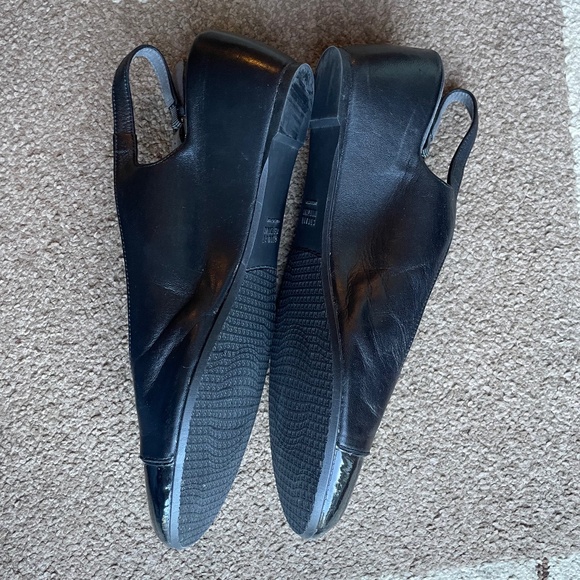 Stuart Weitzman Round toe Leather Slingback Patent leather Cap toe wedges W 10.5 - Picture 5 of 10